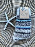Load image into Gallery viewer, lusciousscarves Men&#39;s Joya Cream Toned Patterned Wool Blend Socks.
