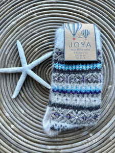 lusciousscarves Men's Joya Cream Toned Patterned Wool Blend Socks.