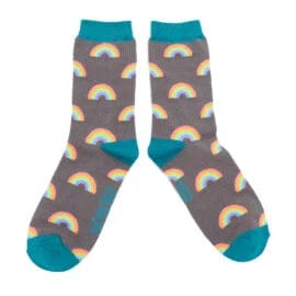 lusciousscarves Men's Rainbow Design Bamboo Sock's, Grey Mr Heron.