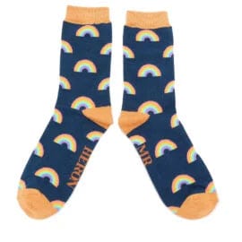 lusciousscarves Men's Rainbow Design Navy Bamboo Socks, Mr Heron.