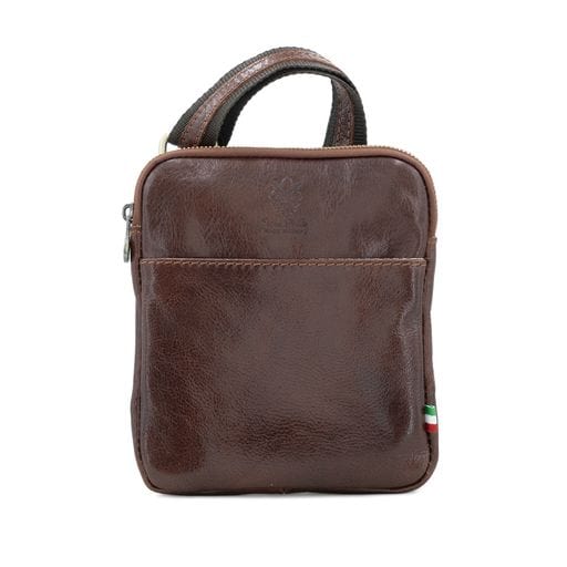 lusciousscarves Men's / Unisex Italian Tamponato Leather Slim Square Crossbody Travel Bag