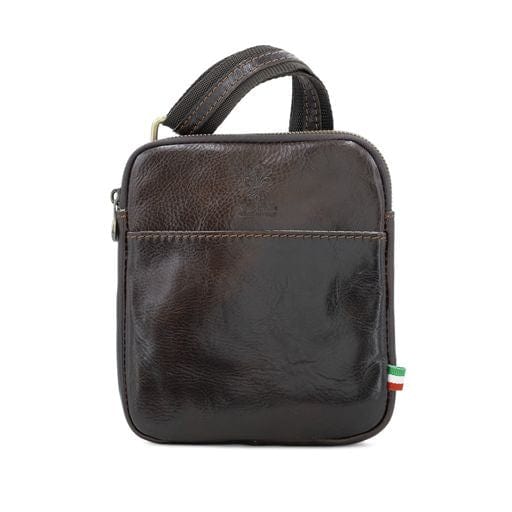 lusciousscarves Men's / Unisex Italian Tamponato Leather Slim Square Crossbody Travel Bag