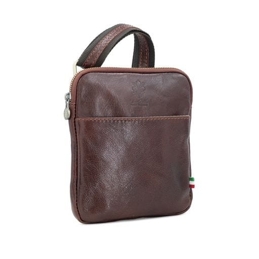 lusciousscarves Men's / Unisex Italian Tamponato Leather Slim Square Crossbody Travel Bag