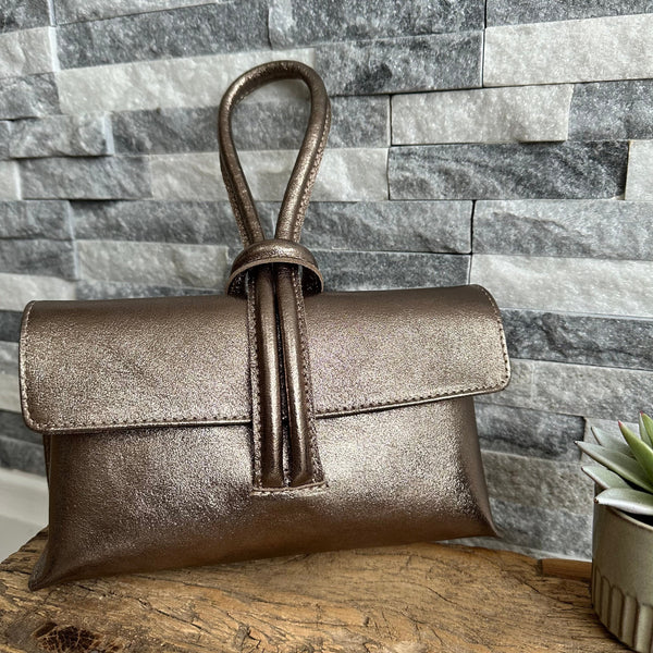 Bronze gold clutch bag deals