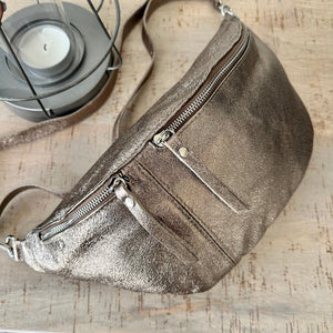 Metallic bronze leather online handbags