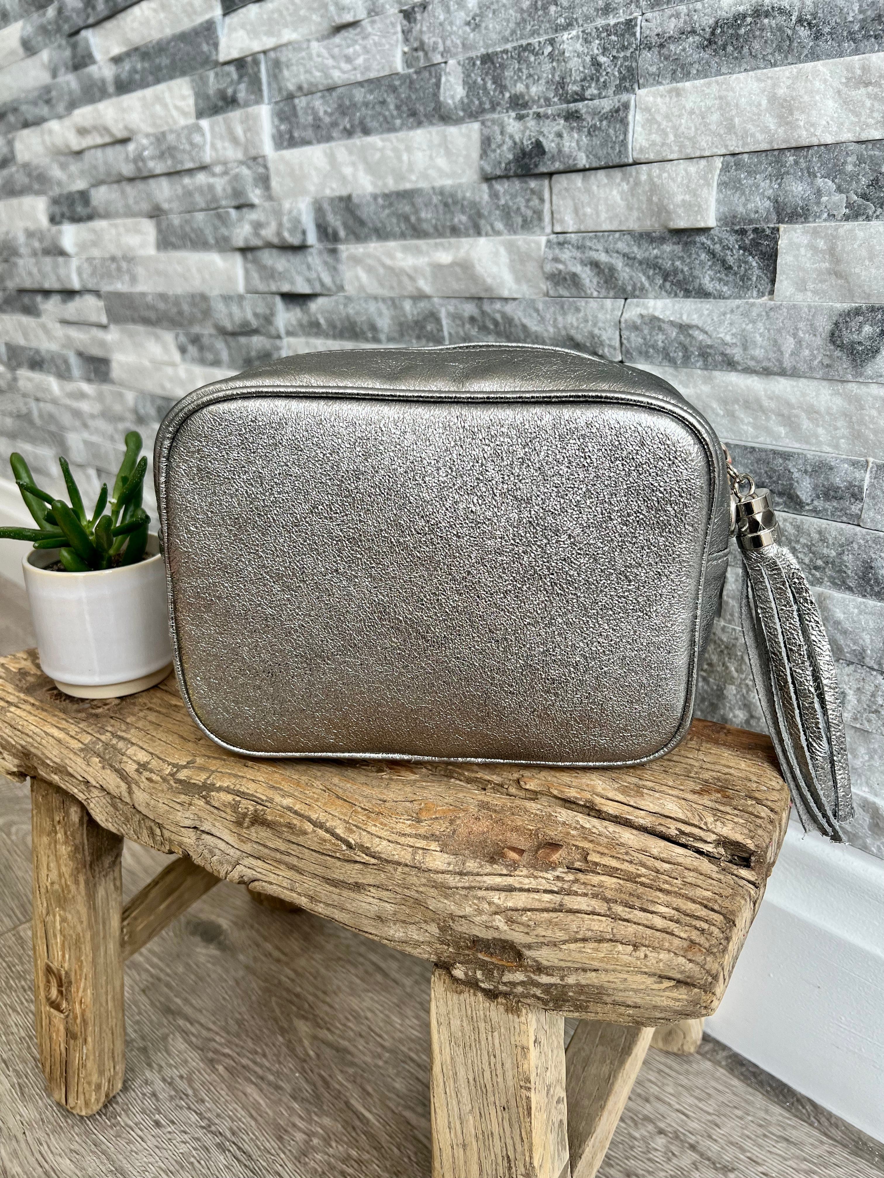 Dark silver top bag