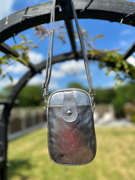 Pewter leather crossbody bag Clearance