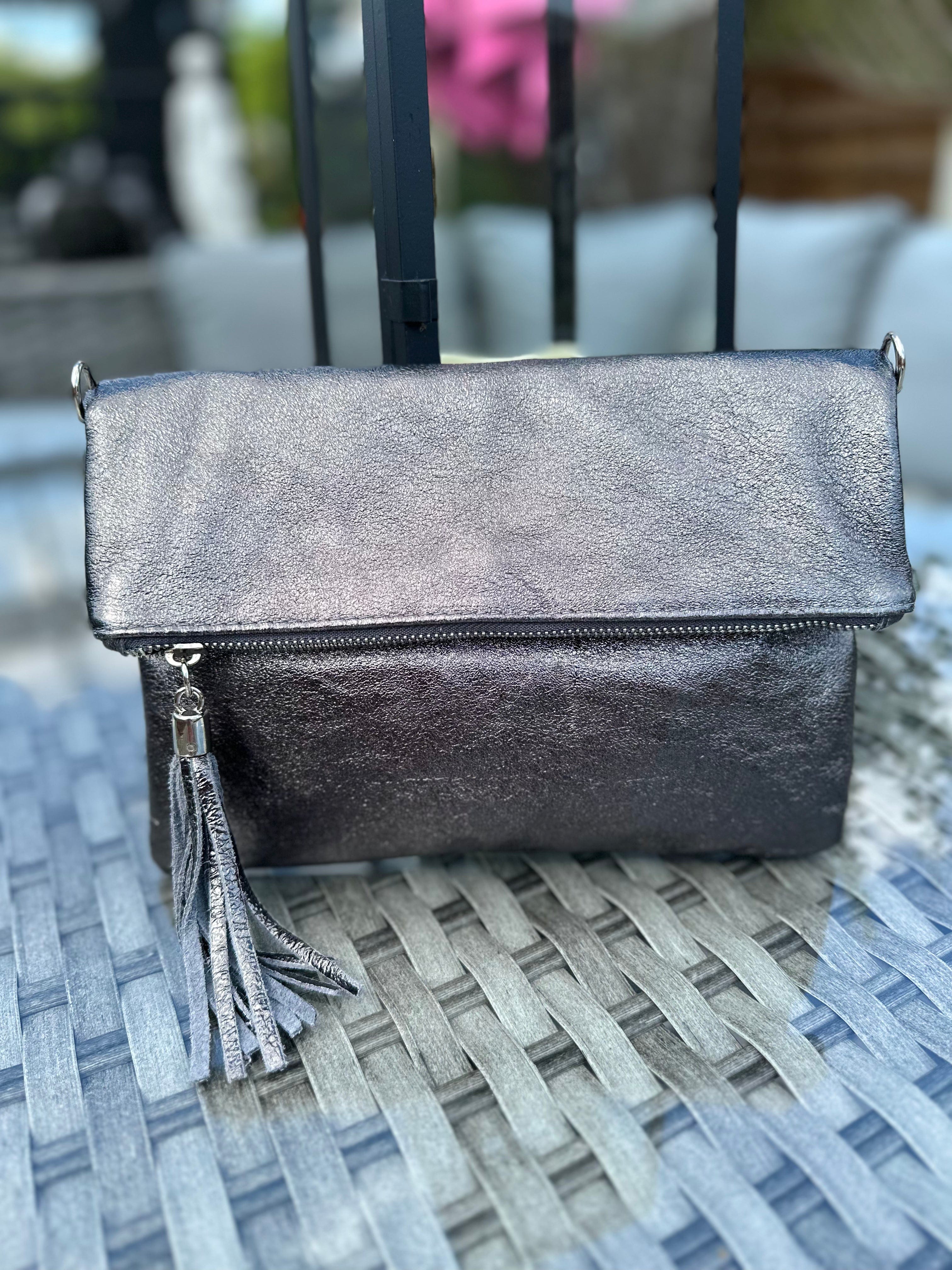 Grey sparkly clutch bag hotsell
