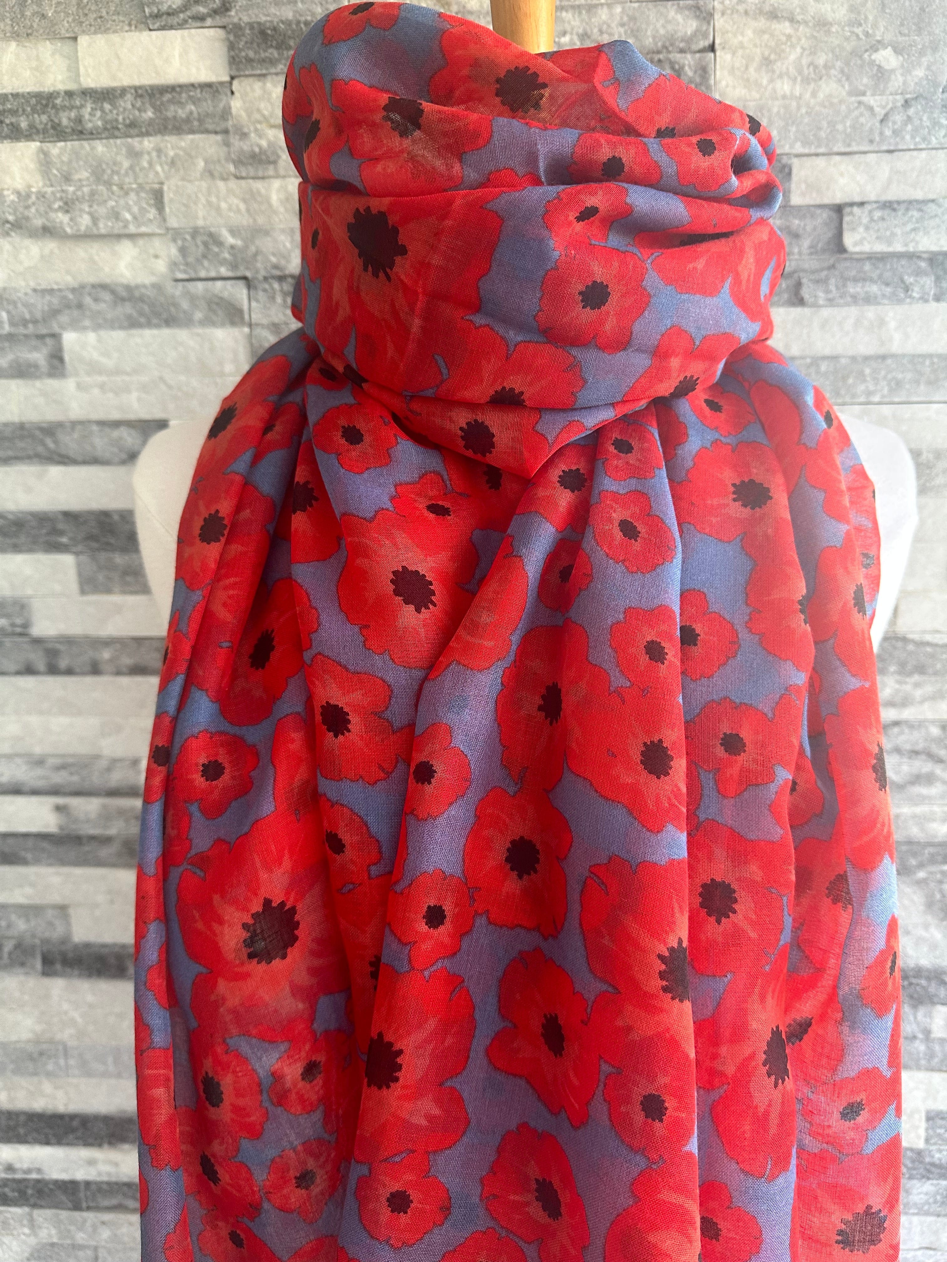 lusciousscarves Mid Blue Ladies Lightweight Poppy Scarf available in 3 Colours.