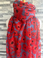 Load image into Gallery viewer, lusciousscarves Mid Blue Ladies Lightweight Poppy Scarf available in 3 Colours.
