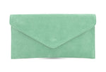 Load image into Gallery viewer, lusciousscarves Mint Green Genuine Suede Leather Envelope Clutch Bag , 10 Colours Available
