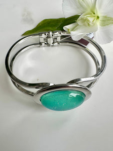 lusciousscarves Miss Milly Aqua Green Marble Resin Hinged Bangle FB66