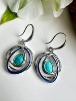 Load image into Gallery viewer, lusciousscarves Miss Milly Blue and Turquoise Swirl Earrings FE635

