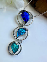 Load image into Gallery viewer, lusciousscarves Miss Milly Blue, Turquoise and Aqua Trio Drop Necklace FN633
