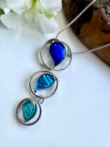 lusciousscarves Miss Milly Blue, Turquoise and Aqua Trio Drop Necklace FN633