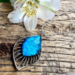 Load image into Gallery viewer, lusciousscarves Miss Milly Bright Turquoise and Silver Resin Teardrop Pendant Necklace FN525
