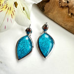 Load image into Gallery viewer, lusciousscarves Miss Milly Chunky Turquoise and Silver Teardrop Earrings FE183.
