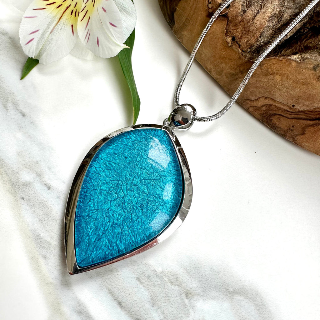 lusciousscarves Miss Milly Chunky Turquoise Teardrop Pendant Necklace FN183