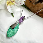 Load image into Gallery viewer, lusciousscarves Miss Milly Green and Purple Shield Necklace FN610
