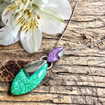 Load image into Gallery viewer, lusciousscarves Miss Milly Green and Purple Shield Necklace FN610
