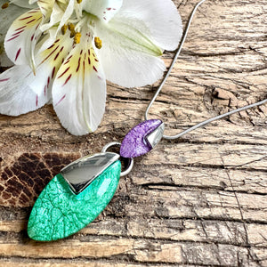 lusciousscarves Miss Milly Green and Purple Shield Necklace FN610