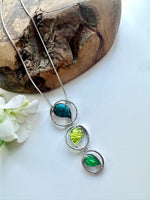 Load image into Gallery viewer, lusciousscarves Miss Milly Green, Lime and Teal Trio Drop Necklace FN633
