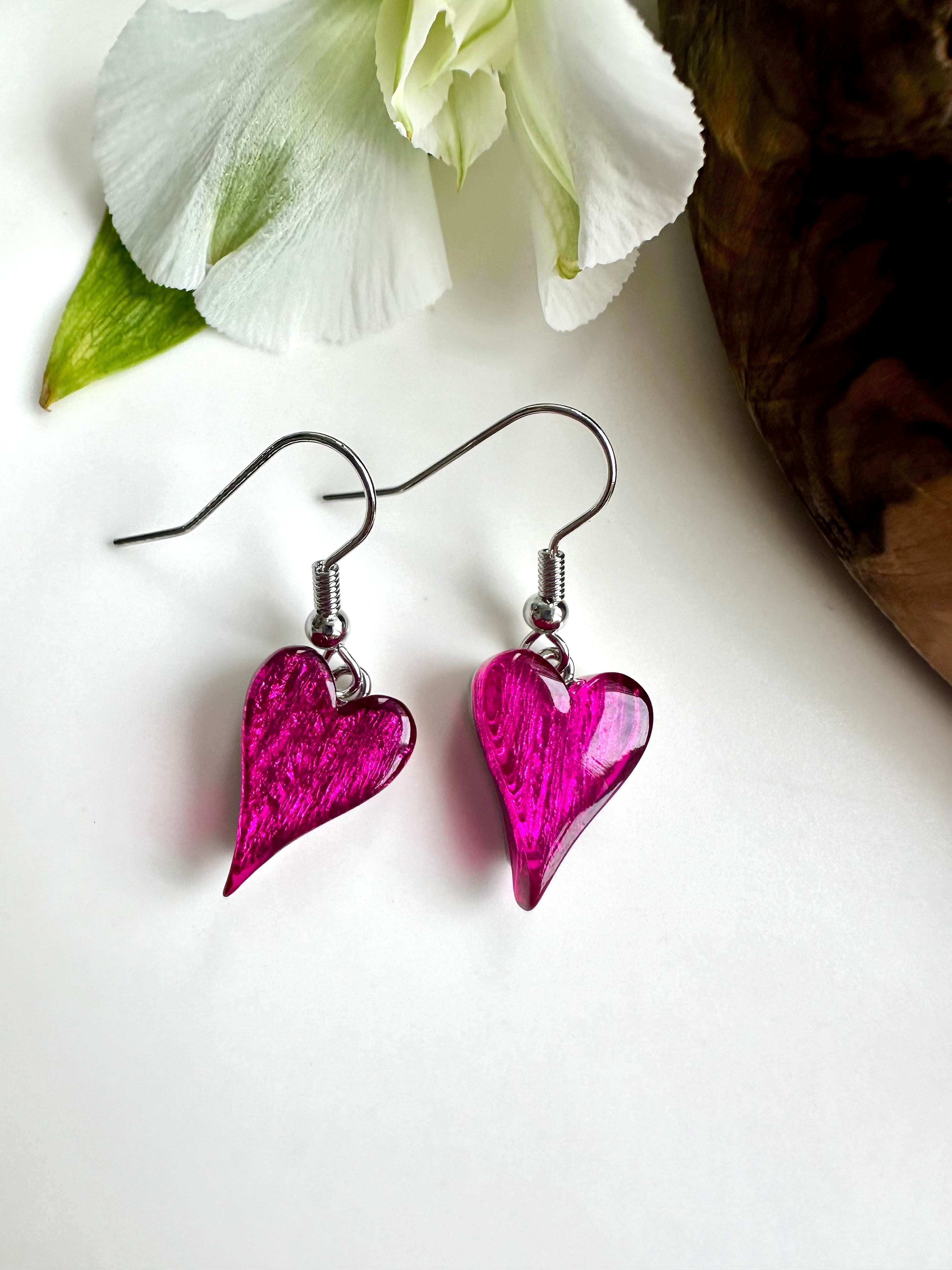 lusciousscarves Miss Milly Hot Pink Heart Earrings , FE211