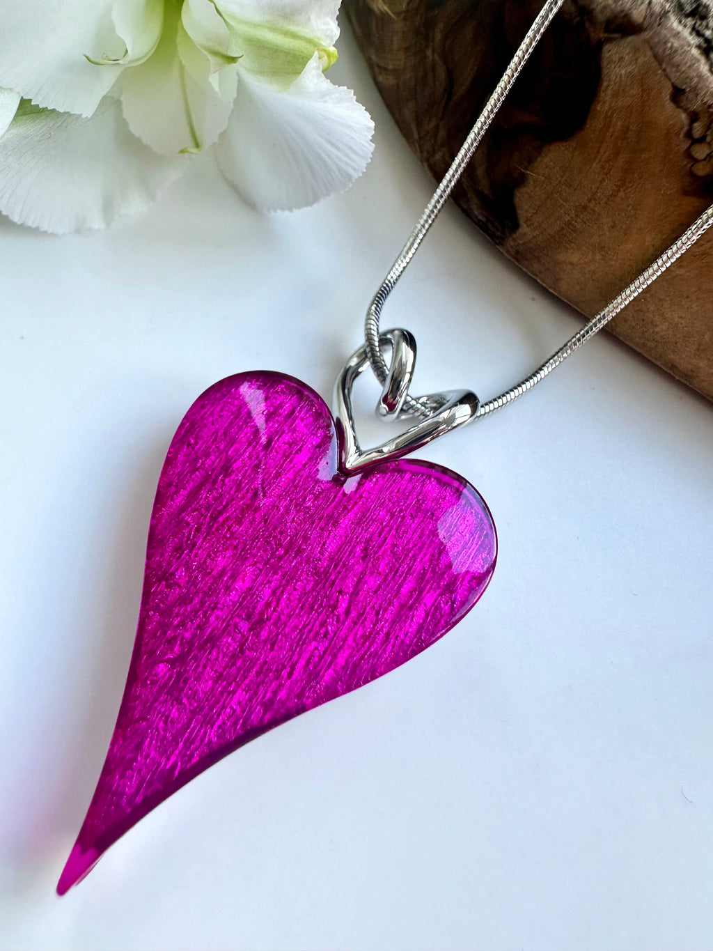 lusciousscarves Miss Milly Hot Pink Resin Heart Necklace FN211