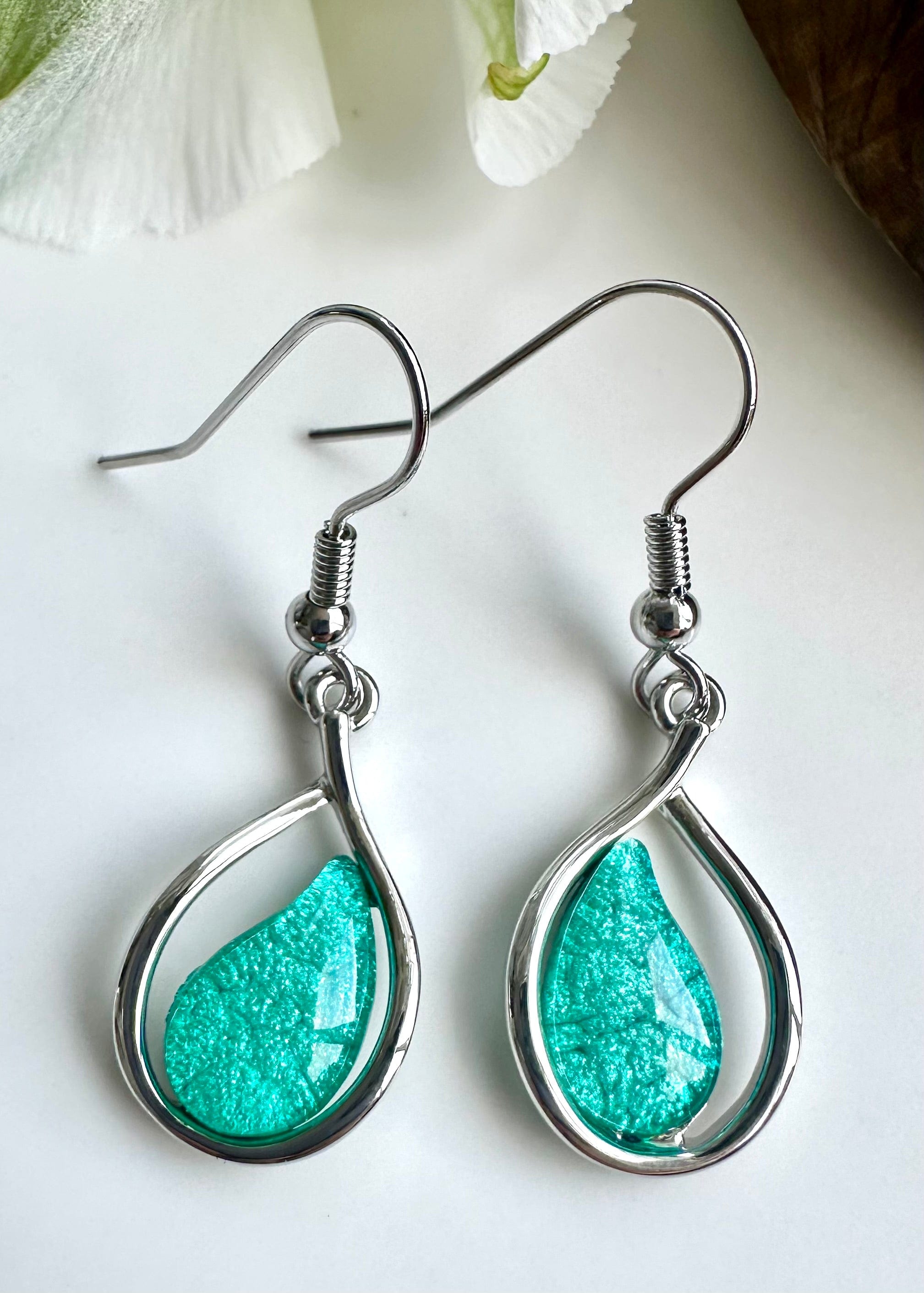 lusciousscarves Miss Milly Iridescent Mint Green Teardrop Earrings FE640