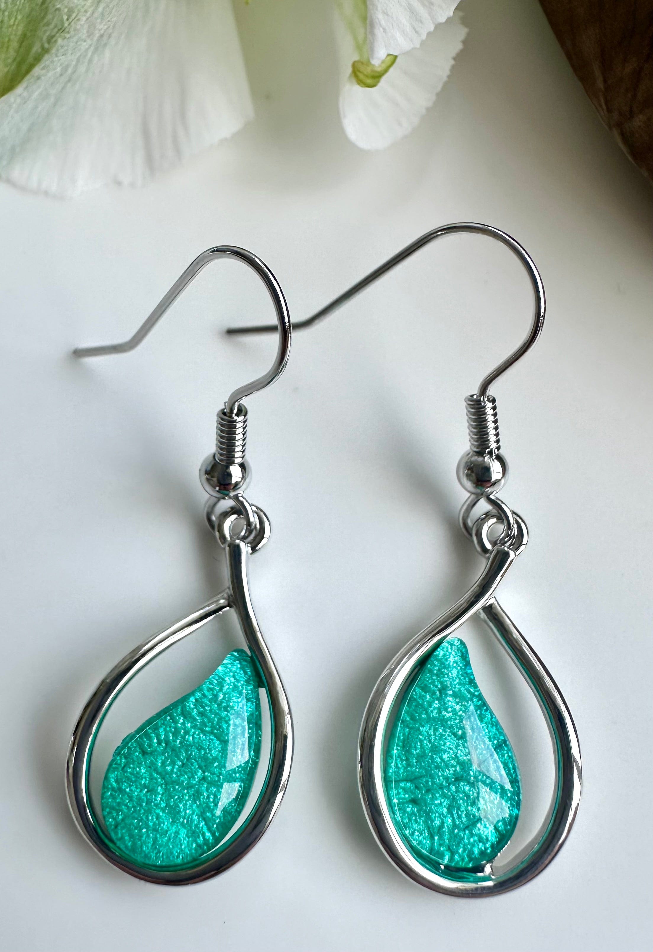 lusciousscarves Miss Milly Iridescent Mint Green Teardrop Earrings FE640