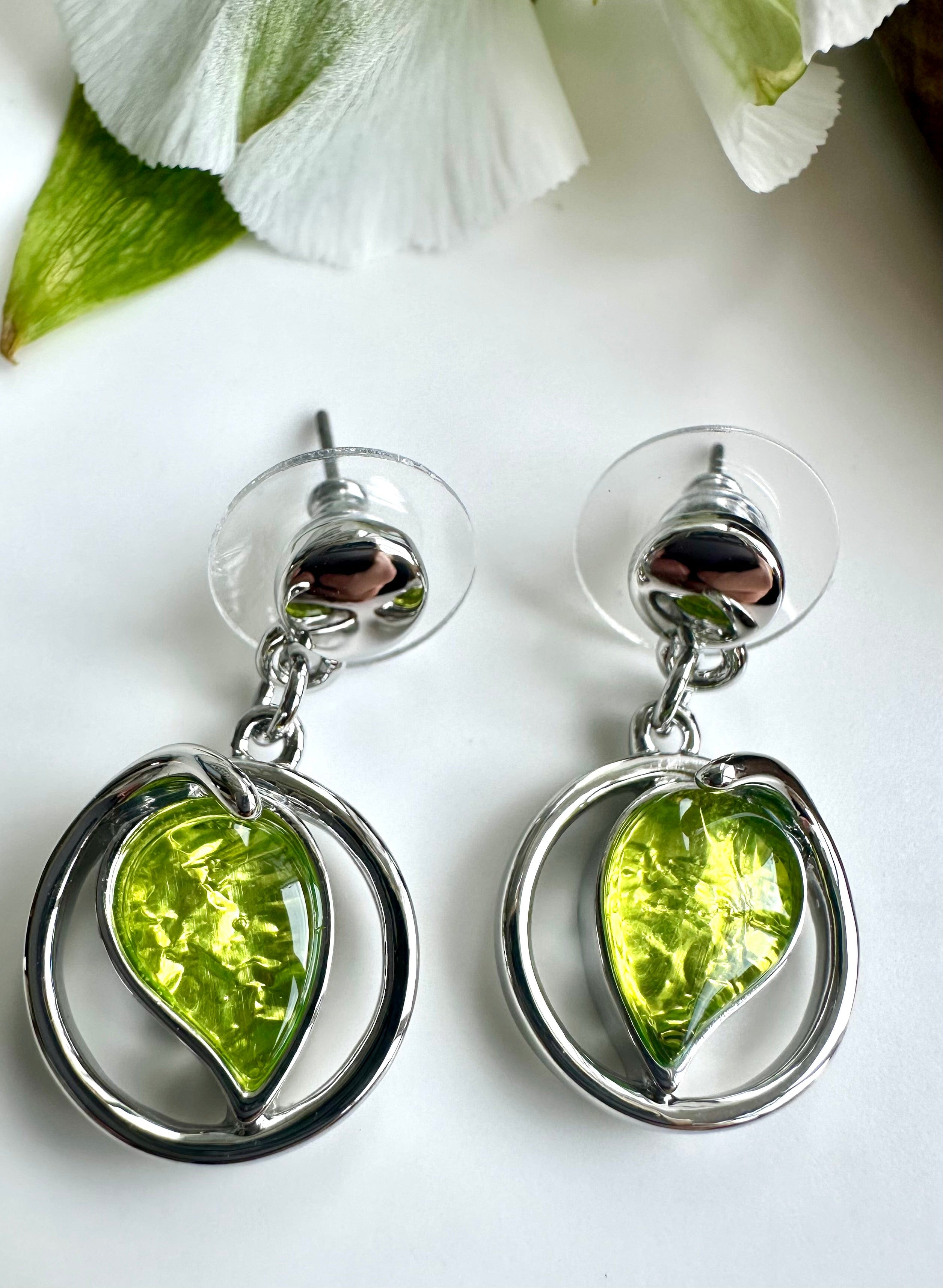 lusciousscarves Miss Milly Lime Green Abstract Heart Earrings FE633