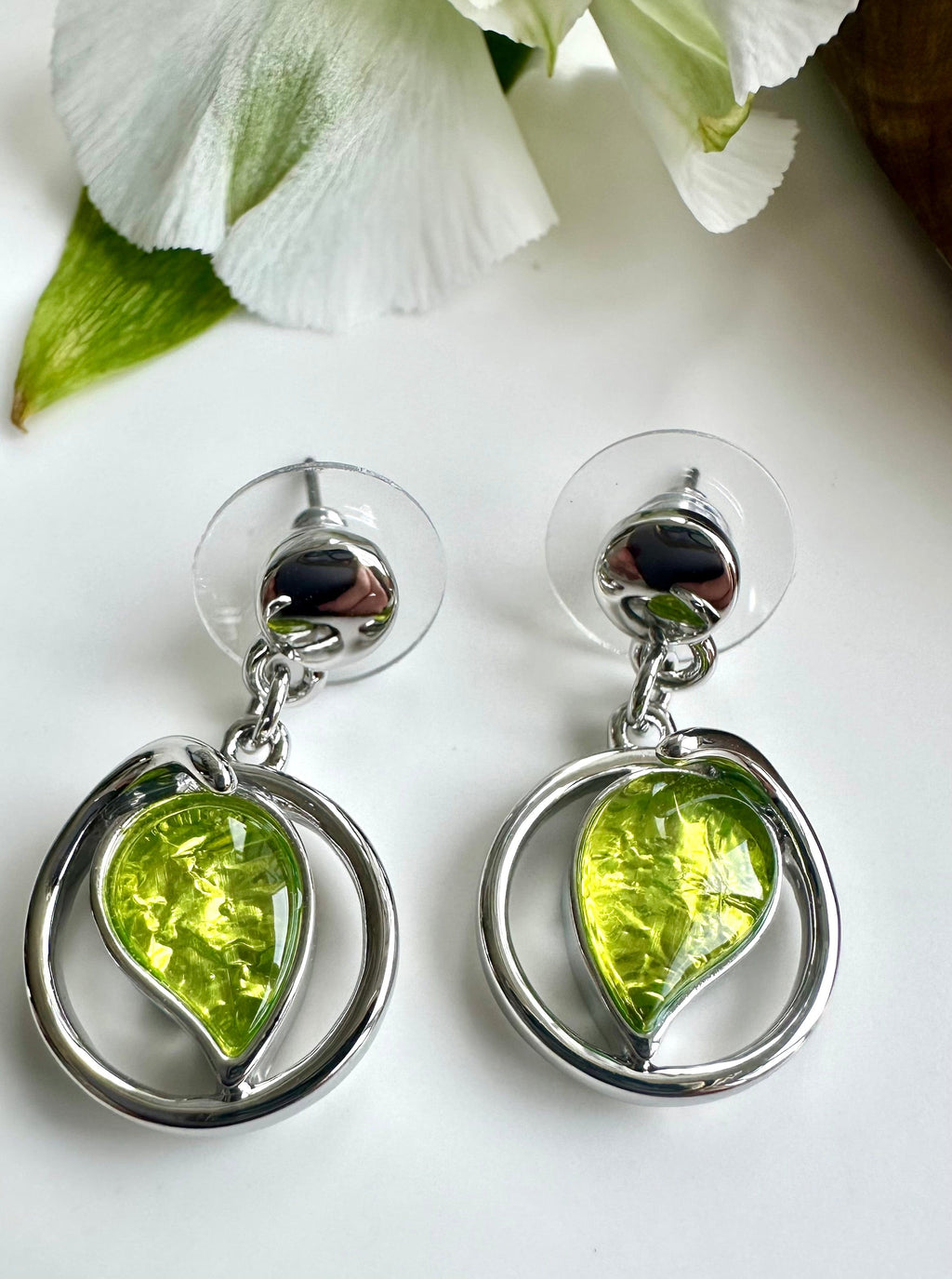 lusciousscarves Miss Milly Lime Green Abstract Heart Earrings FE633