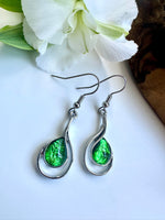 Load image into Gallery viewer, lusciousscarves Miss Milly Lime Green Foil Tear Drop Earrings FE425
