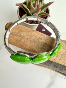 lusciousscarves Miss Milly Lime Green Marble Resin Elasticated Bracelet FB602LGMB