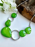 Load image into Gallery viewer, lusciousscarves Miss Milly Lime Green Pebble Necklace , FN602
