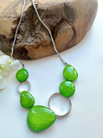 Load image into Gallery viewer, lusciousscarves Miss Milly Lime Green Pebble Necklace , FN602
