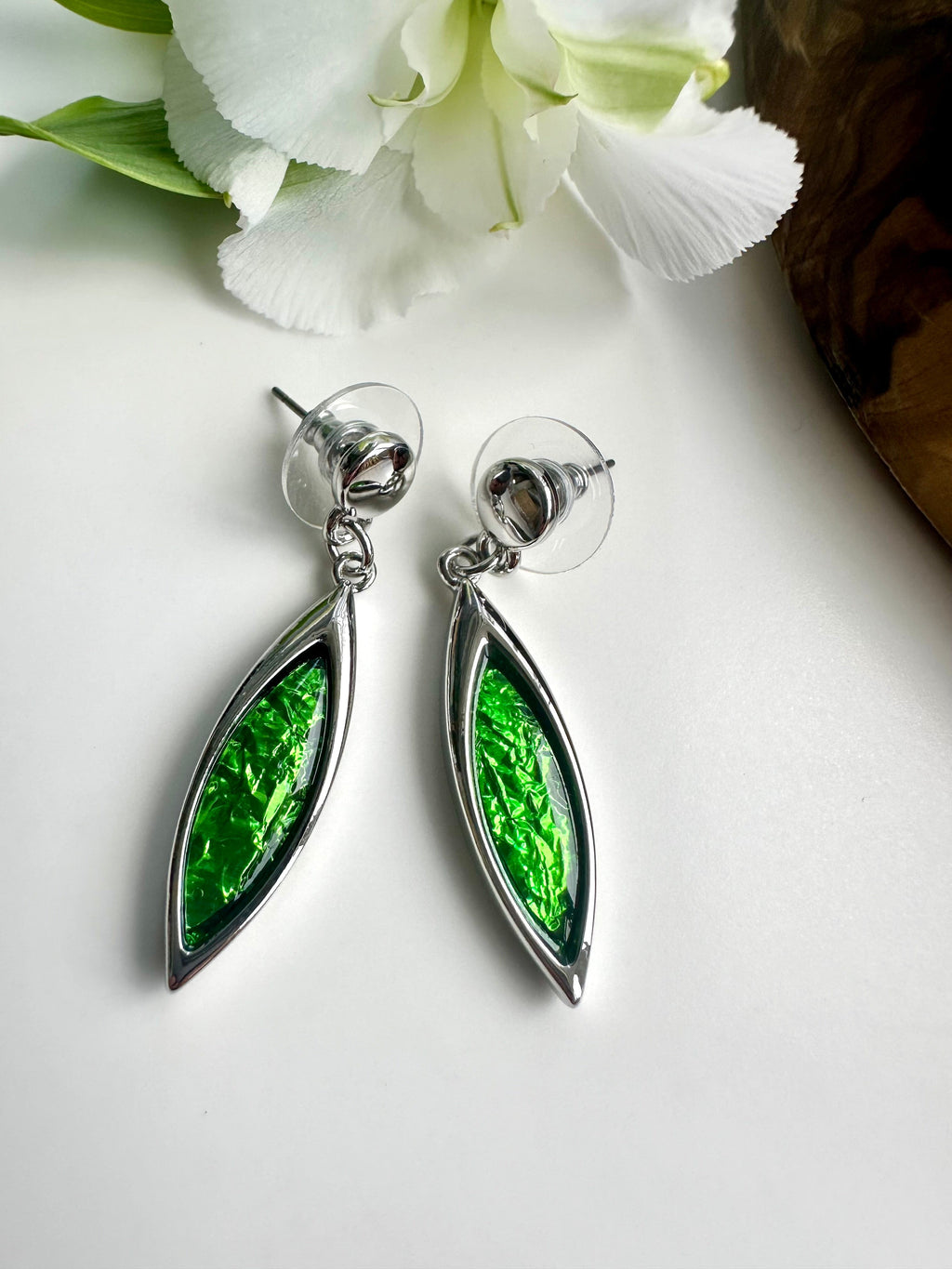lusciousscarves Miss Milly Lime Green Resin Drop Earrings FE551