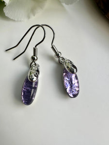 lusciousscarves Miss Milly Mauve Lilac and Silver Drop Earrings FE436