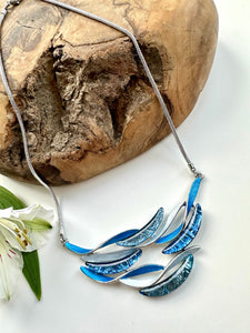 lusciousscarves Miss Milly Mixed Blues Rippling Waves Necklace FN366
