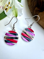 Load image into Gallery viewer, lusciousscarves Miss Milly Pink, Grey and Red Disc Earrings FE553
