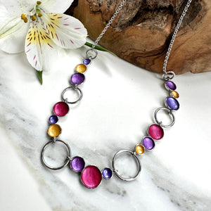 lusciousscarves Miss Milly Pink, Purple and Yellow Hoop Necklace FN578