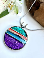 Load image into Gallery viewer, lusciousscarves Miss Milly Purple and Teal Saturn Necklace FN603
