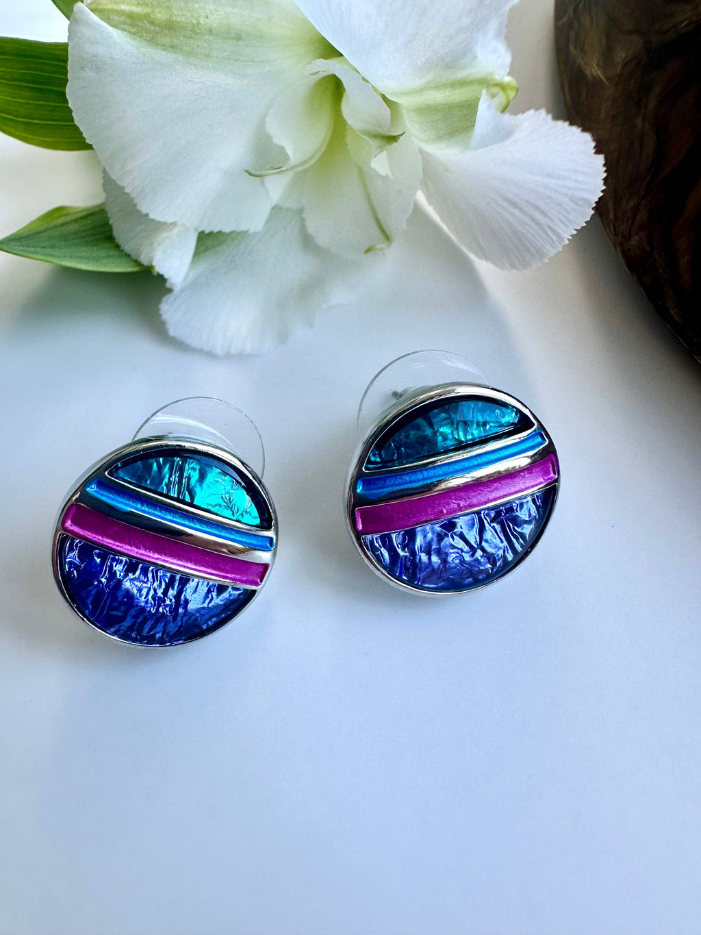 lusciousscarves Miss Milly Purple , Turquoise and Pink Saturn Earrings FE603