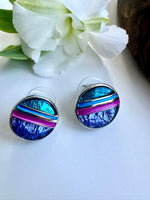 Load image into Gallery viewer, lusciousscarves Miss Milly Purple , Turquoise and Pink Saturn Earrings FE603
