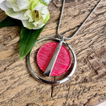 Load image into Gallery viewer, lusciousscarves Miss Milly Red Circular Disc and Silver Bar Necklace FN605
