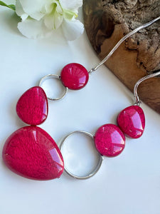 lusciousscarves Miss Milly Rich Raspberry Pink Pebble Necklace , FN602