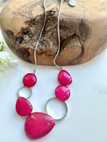 Load image into Gallery viewer, lusciousscarves Miss Milly Rich Raspberry Pink Pebble Necklace , FN602
