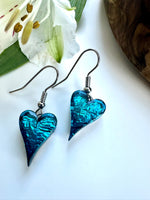 Load image into Gallery viewer, lusciousscarves Miss Milly Rich Teal Heart Earrings , FE211
