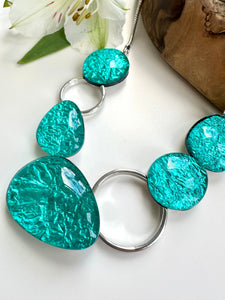 lusciousscarves Miss Milly Rich Turquoise Pebble Necklace , FN602