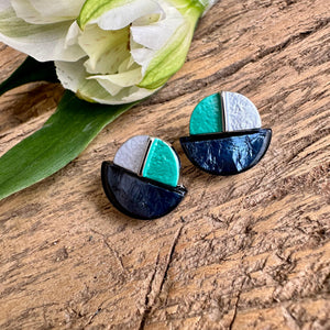 lusciousscarves Miss Milly Teal, Turquoise and Pale Blue Disc Earrings FE568